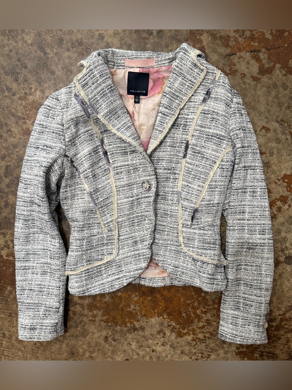 Blazer by The Limited, Size 2, pink floral lining